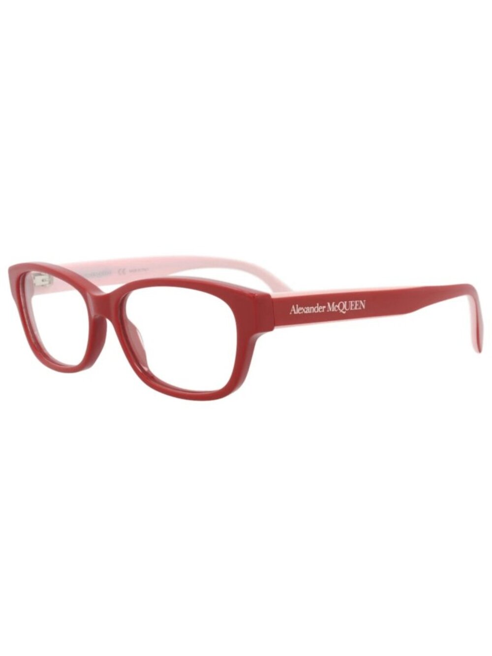 New Alexander McQueen Women's Eyeglasses Square Rectangle Acetate Frame Red Red